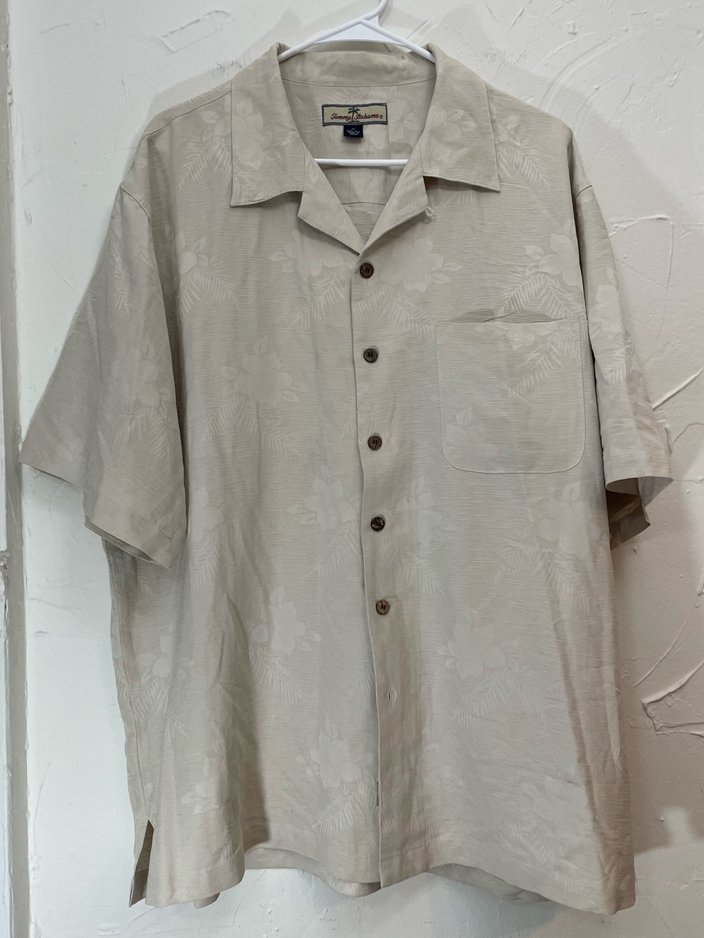 Tommy Bahama Light Beige Floral Camp Shirt
